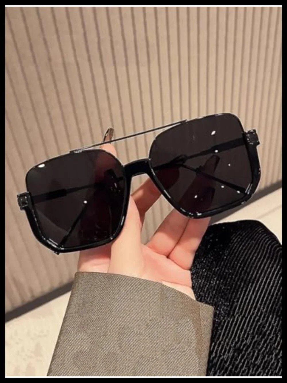 Vintage Oversized Aviator Sunglasses Semi-Rimless UV400 Metal Frame